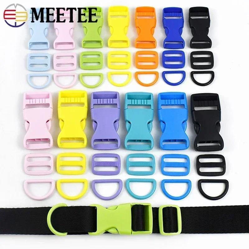 Meetee 2-10Sets Quick Release Buckle Webbing Adjust Clasp Set 15/20/25mm Plastic D Ring Hook for Backpack Safety Chair Accessory