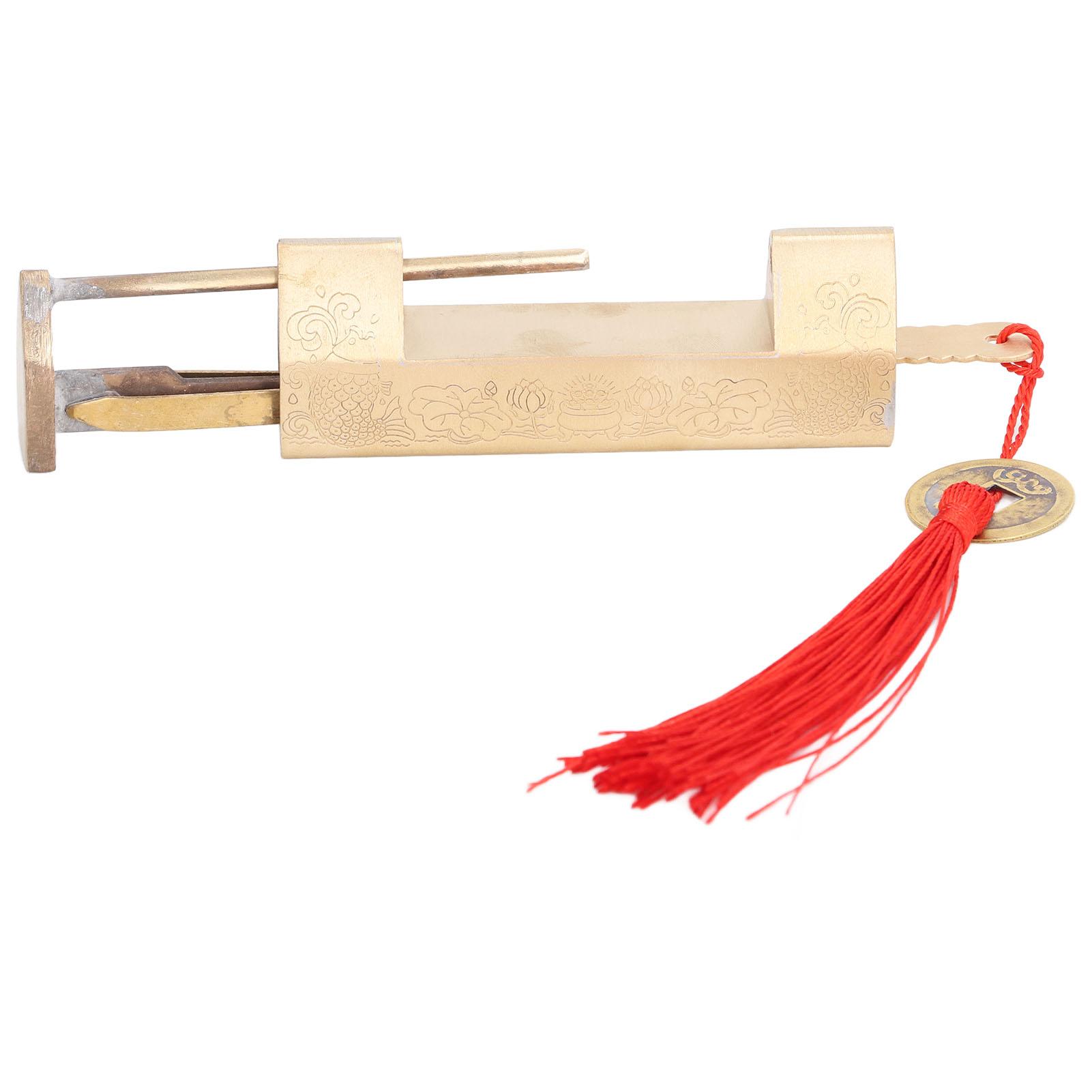 Antique Style Padlock 5cm Spacing Horizontal Lock with Key for Jewelry Box Wooden Box Cabinet Door