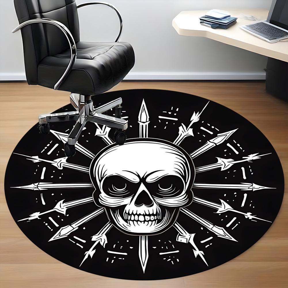 1pc Skull Arrows Office Round Area Rug, Under Office Chairs Bedroom Living Room Home Decor, Room Deco, Available In Various Sizes