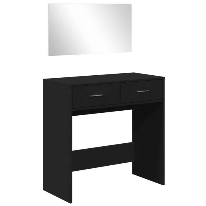 VidaXL Coiffeuse avec miroir noir 80x39x80 cm, table de maquillage, table à bijoux, coiffeuse avec miroir, coiffeuse de 840703
