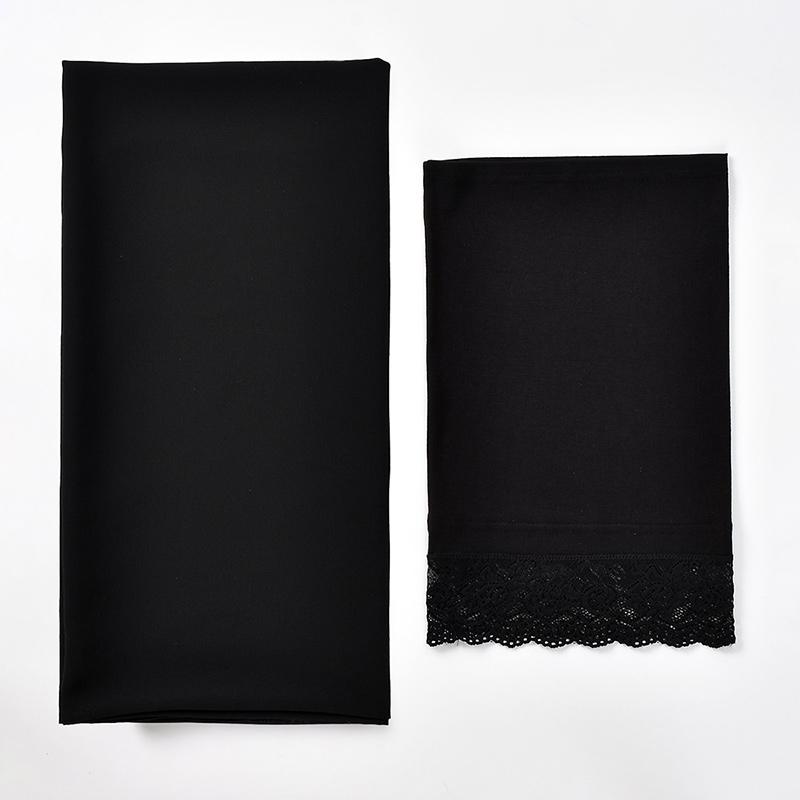 2/Pcs Lace Hijab Cap With Chiffon Scarf Women Hijab Solid Color Long Shawls Wraps Ladies Bandana Cotton Bonnet And Chiffon Scarf