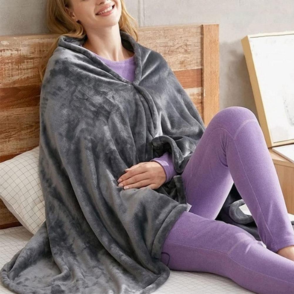 USB Electric Heated Blanket 3 Heating Levels Fleece Heated Blanket Portable Body Warmer Blanket for Household and Office