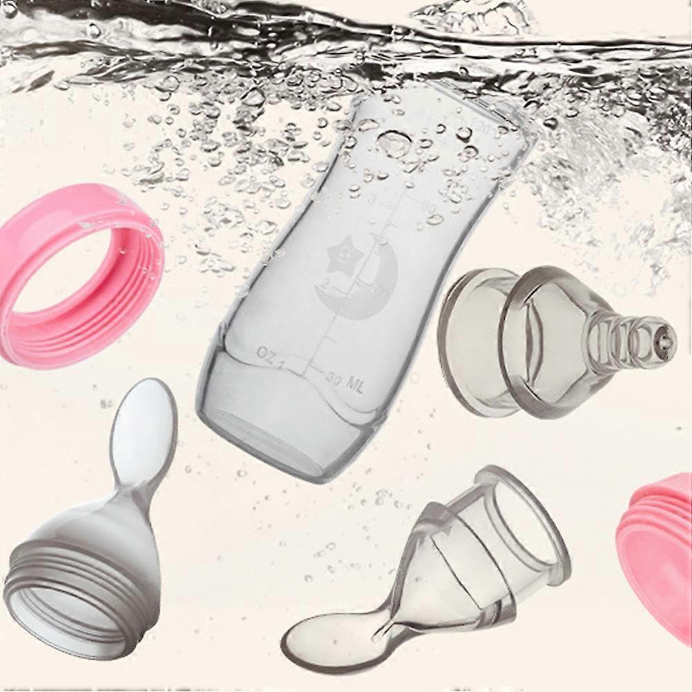 Silicone Nursing Bottle Spoon Head for Baby Feeding 3Pcs Pink Set