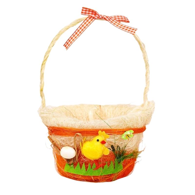 Easters Eggs Basket With Handle Elegant Easters Basket Handheld Holder For Seasonal Decors And Practical Needs оранжевый/белый