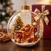 Luminous Holiday Hanging Decorations Glowing Christmas Story Ornament, Light-Up Ball Decor with Warm LED Light, Miniature Scene Ornaments Mini