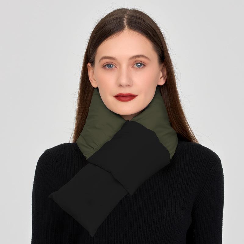 Winter color matching scarf to keep warm men and women's high-end sense fashion scarf down cloth trend thickened versatile scarf