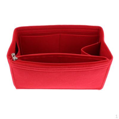 Felt Zippered Handbag Insert Purse Cosmetic Organizer Bag In