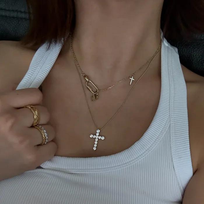 [925SILVER]ESSENTIAL CROSS NECKLACE(2COLOR)