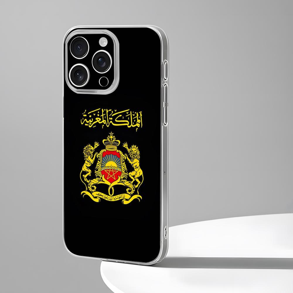 

Morocco Flag Coat Of Arms Passport Phone Case New For IPhone 16 15 14 12 13 11 Pro Max Mini X XR XS Plus Black Silicone Transpar iPhone14