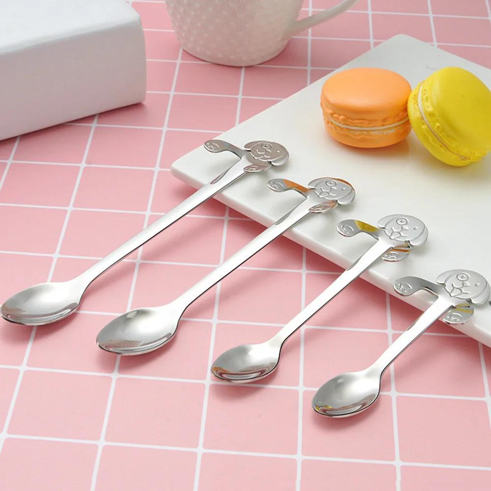 Stainless Steel Creative Spoon Puppy Coffee Spoon 1 Pc Cartoon Dog Spoon Long Handle Spoons Flatware Drinking Tools