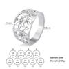 Hollow Elegant Flower of Life Ring Stainless Steel Ladies and Girls Zircon Vintage Ring Leisure Engagement Jewelry Wedding Lover