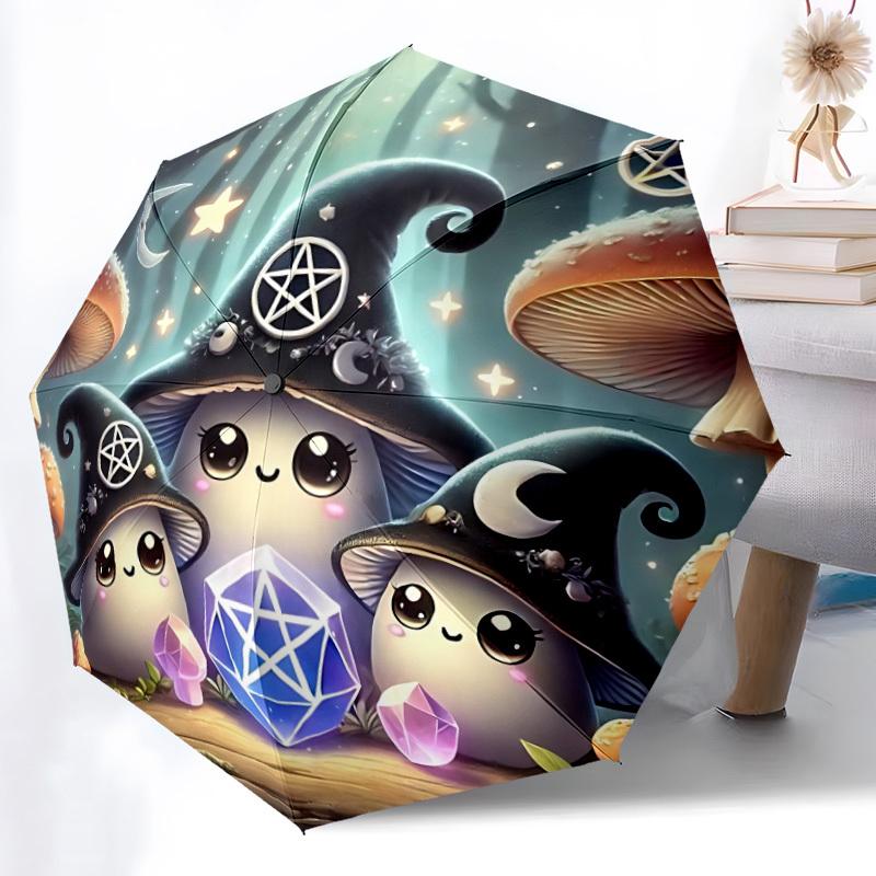 1pc Witchcraft Fantasy Automatic Folding Umbrella - Design, Durable Iron Frame for Travel, Outdoor, Beach Fashion Accessory a0920002