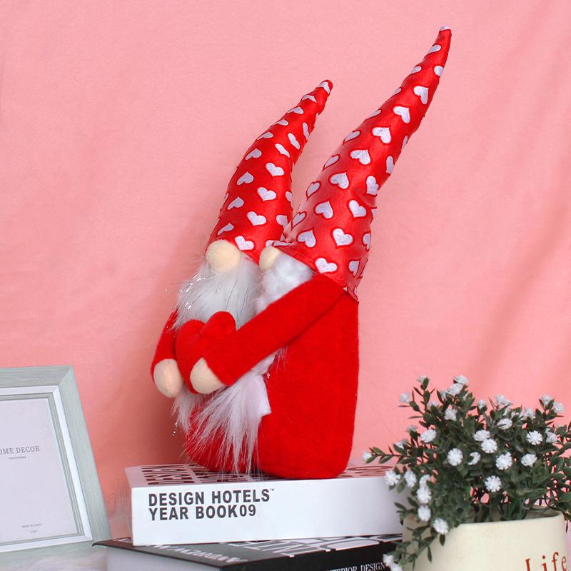 Creative Faceless Old Man Midget Rudolph Double Love Doll Ornament Valentine'S Day Gift Doll