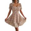 GMXIA Summer/Spring Women's Fashion slim-fit square neck short-sleeved dress