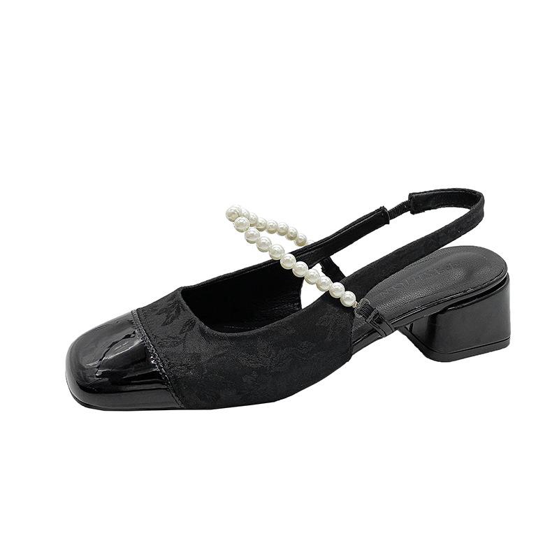 

2026 Spring Summer New Women Sandals Elegant Vestido Shoes Robust High Heels Ladies Thick Soles Mary Jane Style For Casual Wear 35 чорний