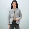 Women's new national standard 90 fleece new solid color women's clothing round neck V neck simple long sleeve down jacket