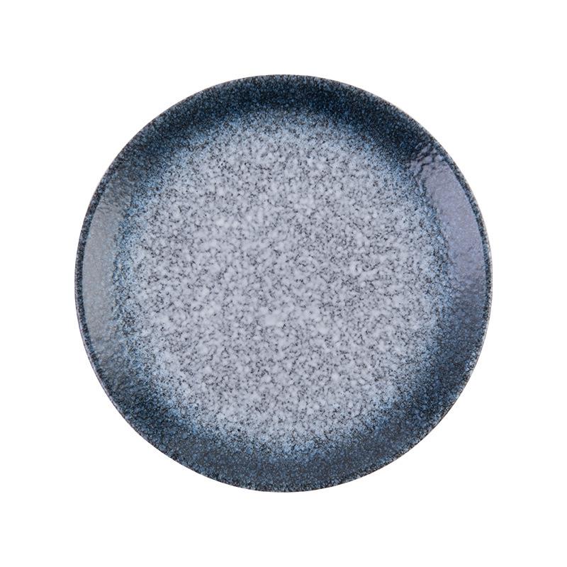 Japanese-Style Ceramic Round Flat Plate - Ideal for Steak, Pasta, or Dinnerware.