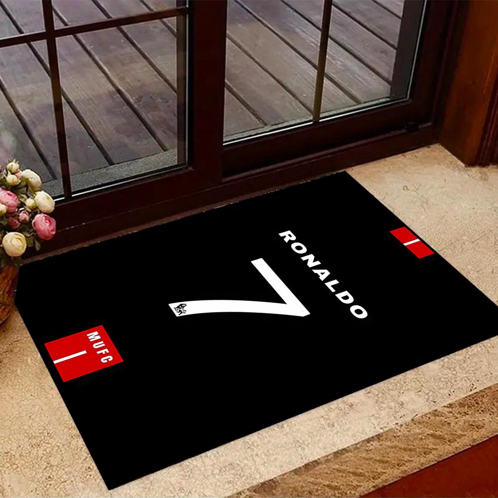 Ronaldo's Legendarische Nummer 7 Thema Anti-Slip Vloerkleden - Polyester Woondecoratie, Geschikt voor Slaapkamers, Woonkamers, Entrees, Studio's en Decoraties