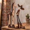 Sculpture de Cheval Faite à la Main 1/2 Pièces Figurine Cowboy de l'Ouest, Statue en Résine Cartoon, Figurine en Forme de Décoration de Bureau pour Maison Bureau Statue de l'Ouest