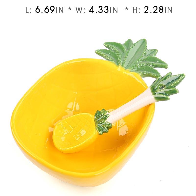 Ceramic Creative Fruit Shape  Bowl Cartoon Vegetable Tableware  Cute Bowl Serving Bowl Strawberry Bowl with Spoon