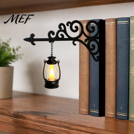 Space Saving Bookend Lamp Library Lantern Mini Bookshelf Lamp, Vintage Hanging Light with Warm Glow, Decor for Bedroom Decorative Home Study