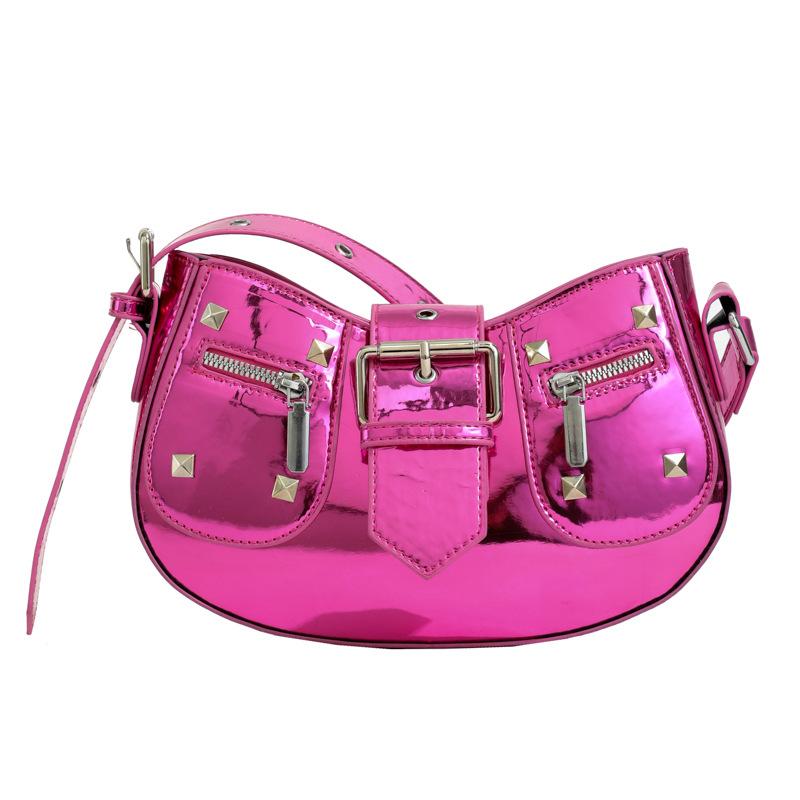 Women's bag fresh and sweet style personalized laser rivet women's armpit bag new commuter travel shoulder messenger bag