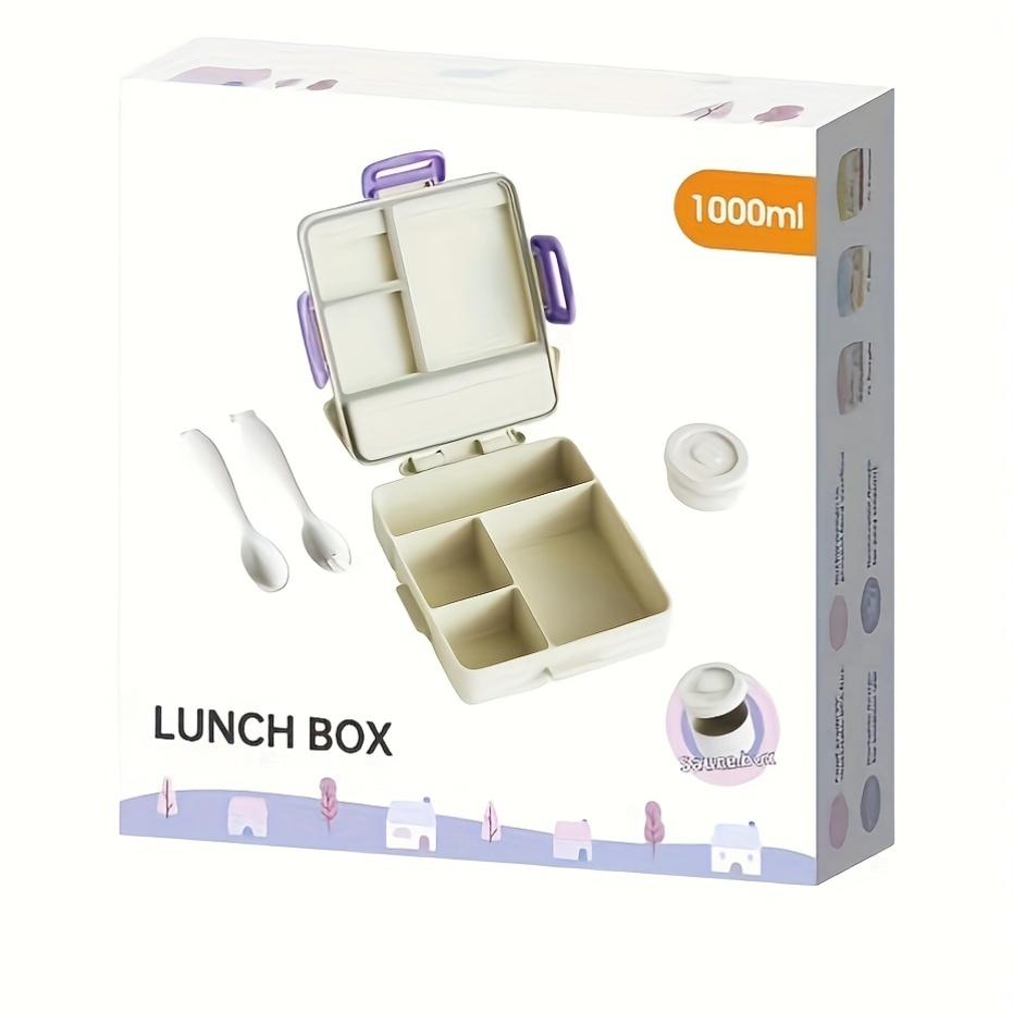 Bento Box for Adults,4 Compartment Microwave-Safe Insulated Lunch Container with Utensils, Durable PP Material, Includes Microwaveable Bowls