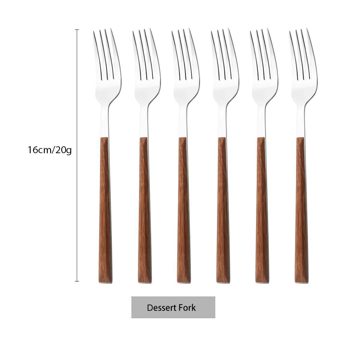 

6 шт. имитация деревянной ручки, набор десертных вилок, вилка, столовая посуда, набор столовых приборов, посуда из нержавеющей стали, столовые приборы в западном стиле