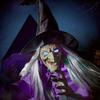 6 FT Halloweenská létající čarodějnice dekorace Hlasem aktivovaná animatronická čarodějnice na koštěti se svítícíma očima pro zahradu dvůr trávník venkovní vnitřní dekorace