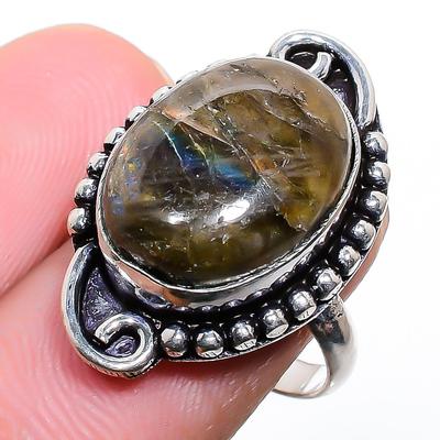 Labradorite Handmade Gemstone 925 Sterling Silver Jewelry Ring 5.5 N1e40