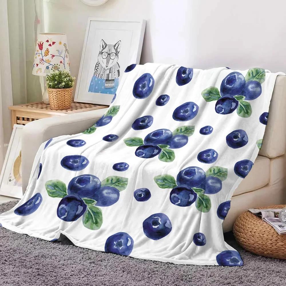Fresh Fruits Pattern Throw Blanket Watermelon Cherry Flannel Blanket for Bed Sofa Couch Blanket King Queen Size Super Soft Warm