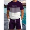 Men's Sports Short Sleeve Top Shorts Set Plus Size Breathable Basketball Sports Clothing Stripe Print T-shirt Shorts 2-piece Set