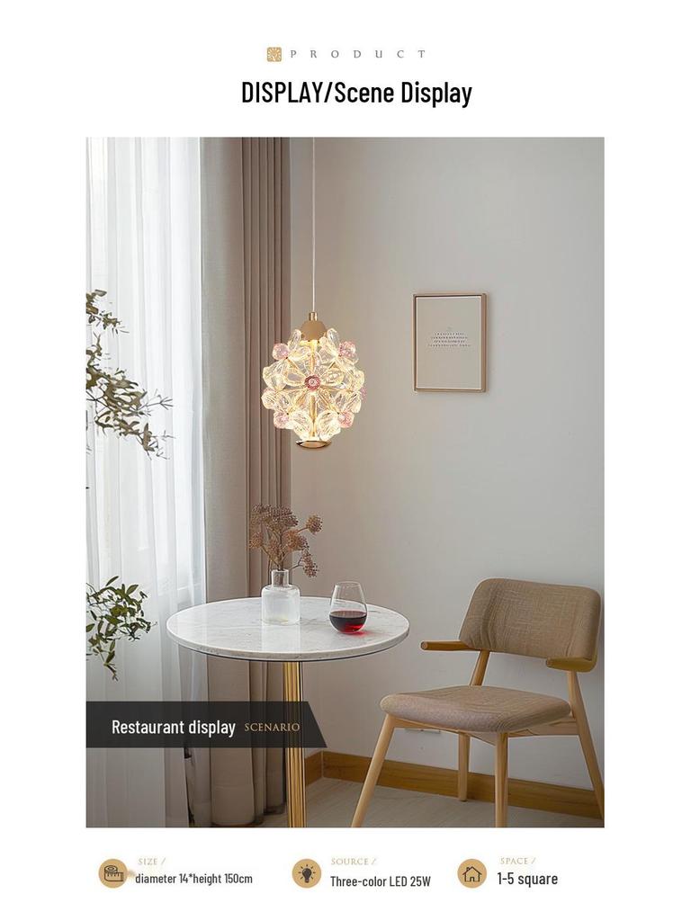 Nordic Crystal Bedside Pendant Lamp - Creative and Simple Lighting for Bedroom, Bar, Study, or Restaurant.