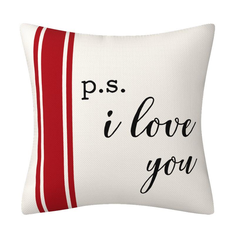 

New Valentine S Day Pillow Case Line Printed Letters Love Home Sofa Cushion Case Bedroom Pillow Case Premium Durable 45 * 45Cm (without pillow core)