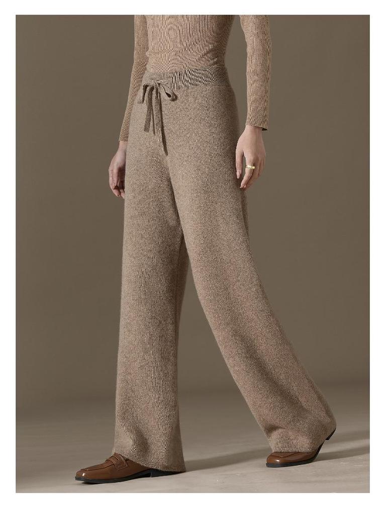 2024 Autumn/Winter Women's 100% Pure Cashmere Wide-Leg Knitted Pants