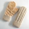 Plush Lined Winter Mittens Double Layer Thermal Mittens New Padded Fingerless Gloves  For Women