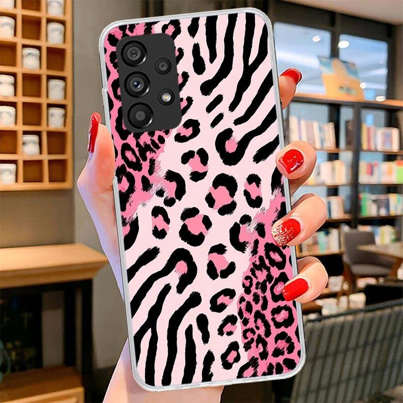 

Pink Leopard Print Phone Case For Samsung Galaxy A12 A22 A32 A52 A72 A02S Phone Case Note 20 Ultra 10 S10 Plus A51 A71 A50S A20S Samsung Note 10