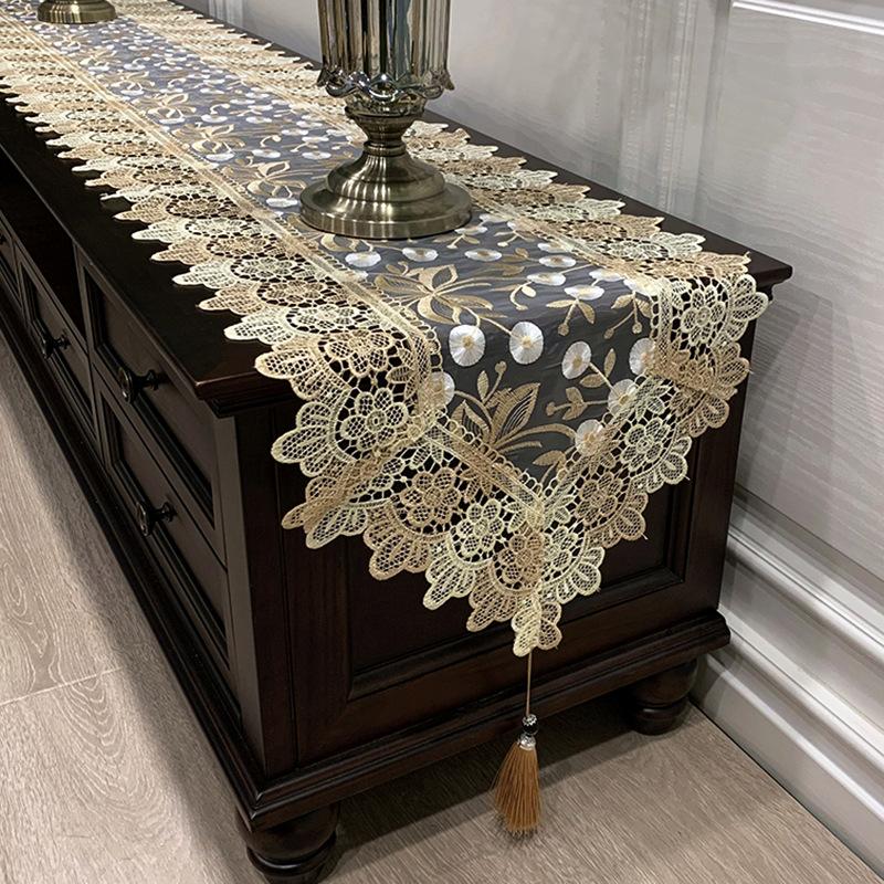 American Coffee Table, Tv Cabinet, Tablecloth, Lace Fabric, European Dressing Table, Table Flag, Shoe Cabinet, Long Strip Dust Proof Cover Cloth