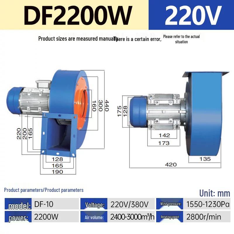 High-Temperature Resistant DF Centrifugal Multi-Blade Exhaust Fan for Industrial Dust Removal and Kitchen Ventilation