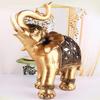 1Pcs Golden Resin Elephant Statue Feng Shui Elegant Trunk Sculpture Lucky Wealth Figurine Crafts Ornaments Home Decor