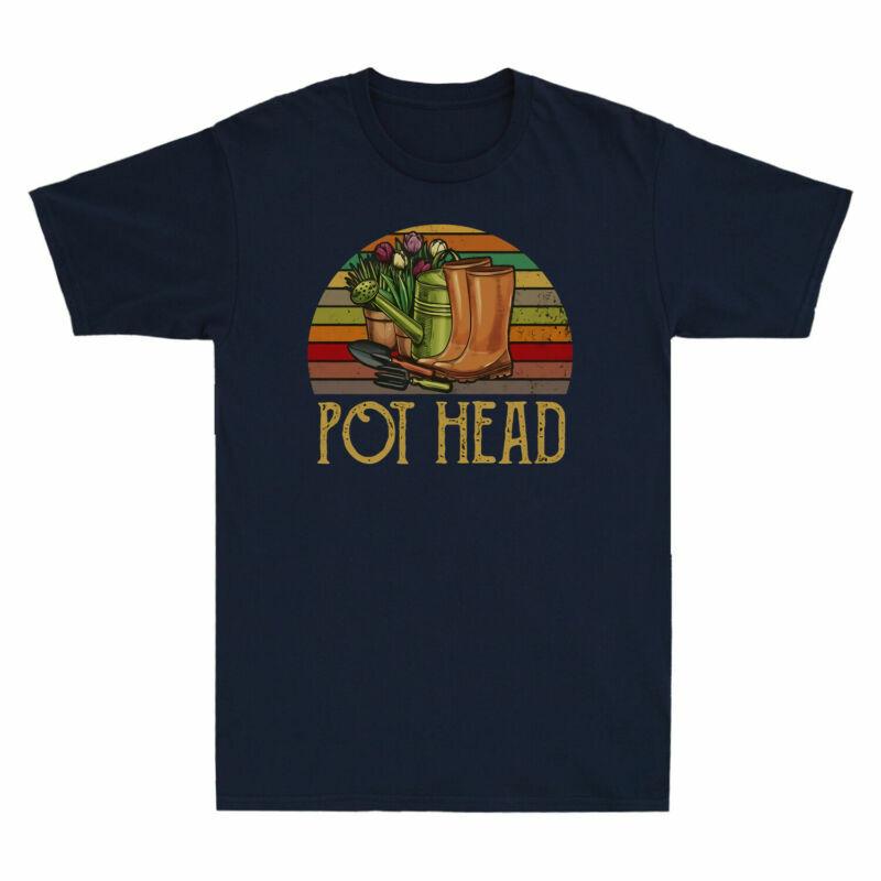 Gardening Tshirt Pot Unisexs Black Sunset Tee Vintage Flowers Cotton Retro Head