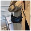 Women's Faux Leather Crescent Bag, Soft Dumpling Shoulder Crossbody Purse, Zipper Closure Handbag for Daily Use