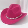 Men's and women's sweet and cool tweed top hat French cowboy hat accessories three-dimensional flower rhinestone belt for wedding vacation