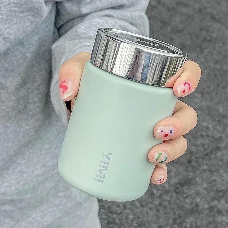 1pc 230ml Mini 316 Stainless Steel Thermos Mug Portable Leak-proof Vacuum Coffee Tea Thermal  Tumbler Lightweight  Pocket