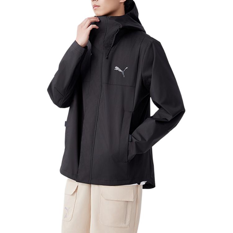 Puma Giacca con cappuccio da uomo con logo sportivo all'aperto, nera, 848287-01