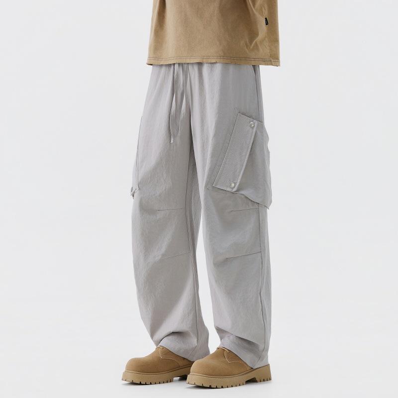 Summer new casual pants boys overalls wide-leg ice silk pants American versatile design long pants tide