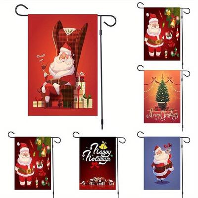 47*32Cm Frohe Weihnachten Gartenflaggen Dekor Wetterfestes Mini Hofbanner (Stange nicht enthalten)