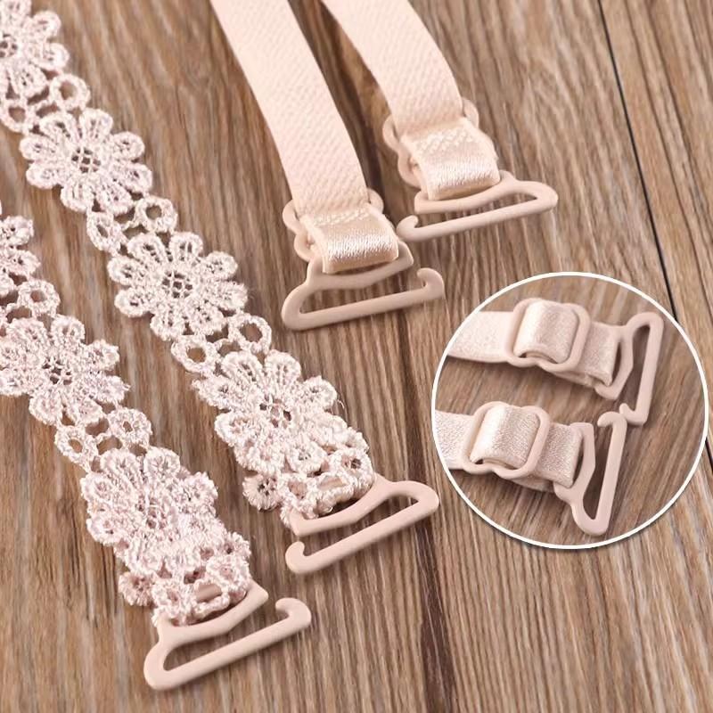 1Pair Lace Flower Decor Bra Straps, Adjustable Versatile Anti-Slip Shoulder Strap For Women'S Lingerie And Bra Accessories
