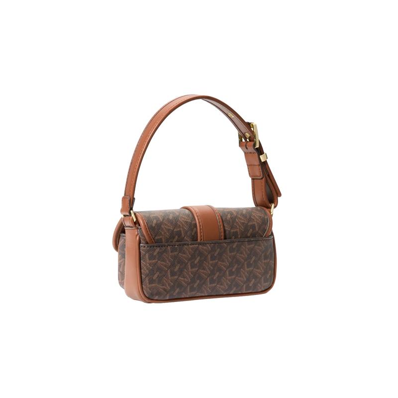 MICHAEL KORS Colby cow leather logo print handbag regular women's dark brown with acorn brown