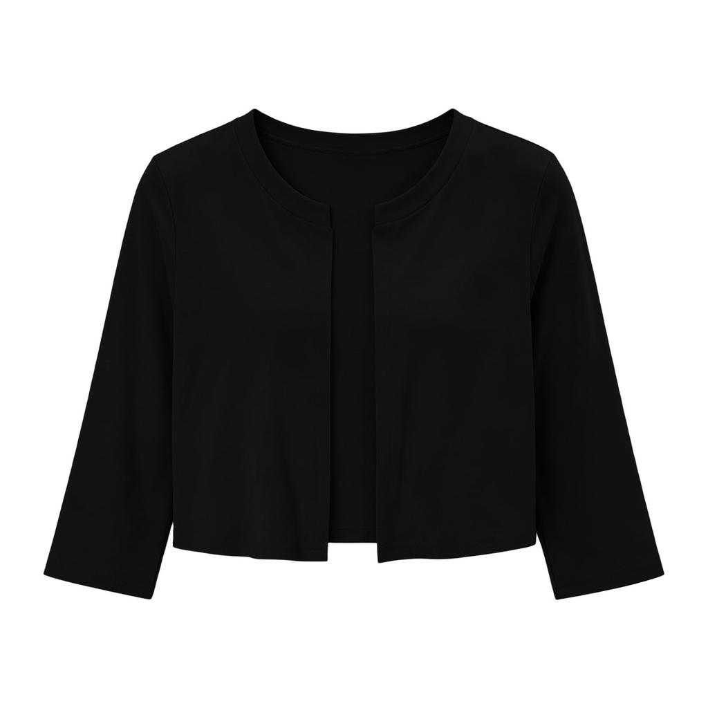 Damen Kurzer Cardigan Dreiviertelarm Lockerer Sitz Farbiger Bolero Jacke für Freizeitkleidung